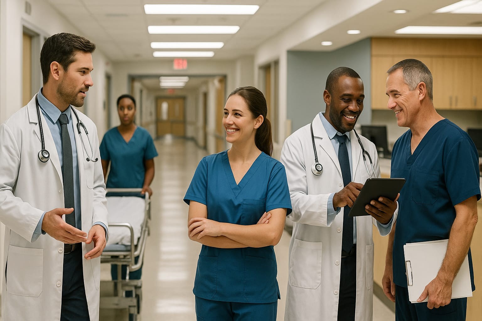 Profissionais de saúde em hospital